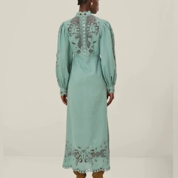 FARM RIO Elegant Embroidered Mint Green Maxi Dress, new w tags, S - Picture 2 of 10